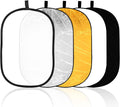 5-in-1 Foldable Light Reflector 60 x 90 cm Large Oval Portable Photo Reflector with Carrying Bag.