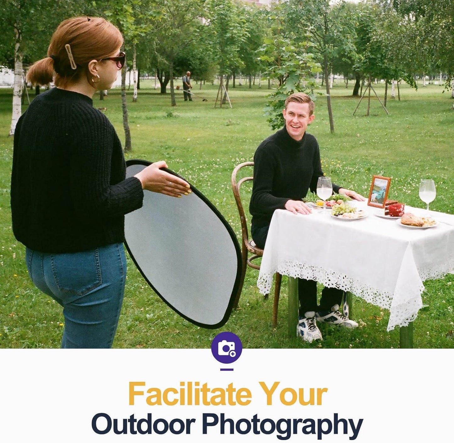 5-in-1 Foldable Light Reflector 60 x 90 cm Large Oval Portable Photo Reflector with Carrying Bag.