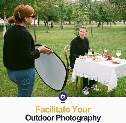 5-in-1 Foldable Light Reflector 60 x 90 cm Large Oval Portable Photo Reflector with Carrying Bag.