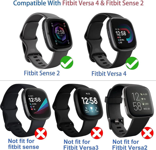 Fitbit Versa 4 Sense 2 Screen Protector Case 4-Pack Shockproof Soft TPU Full Protection.