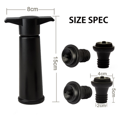 Vacu Vin Black Pump with Wine Saver Stoppers - Keeps Wine Fresh