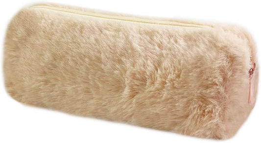 Plush Pencil Case, Fuzzy Pencil Bag Fluffy Makeup Bag Cute Pencil Case For Students Paper Protector For School Office (camel).