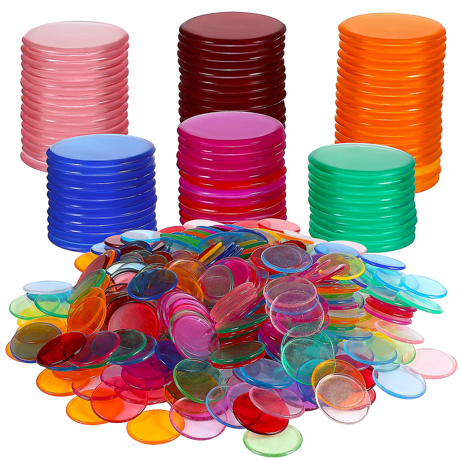 Plastic Bingo Tiles Markers, 500 pcs Round Tiles for Bingo Games Counting Cards Accessories.