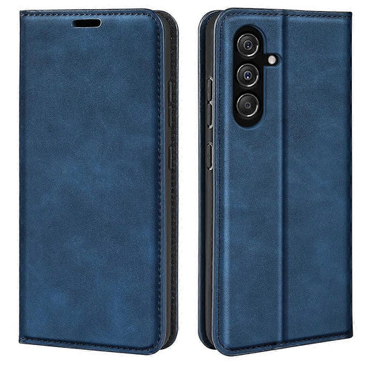 Compatible with Samsung Galaxy M34 5G Phone Case Retro Skin Magnetic Leather Dark Blue.