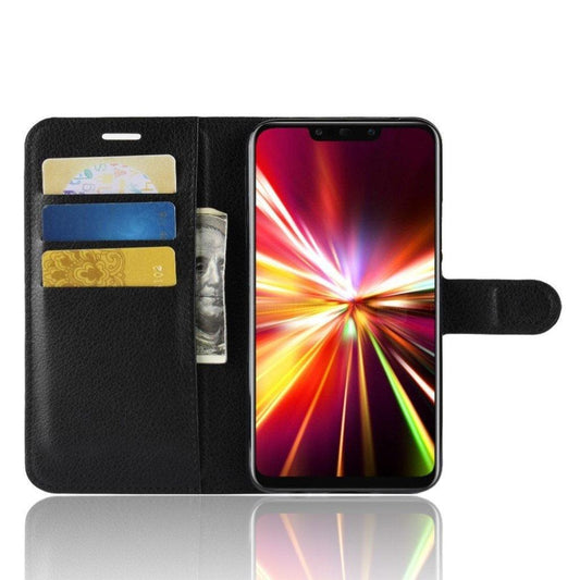Huawei Mate 20 Lite Case Synthetic Leather Silicone Wallet Stand Cover - Black.