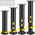 Furniture Legs Black 4 pcs Adjustable 18-30 cm with 18 Screws Metal Cabinet Feet for Sofa Table Chair