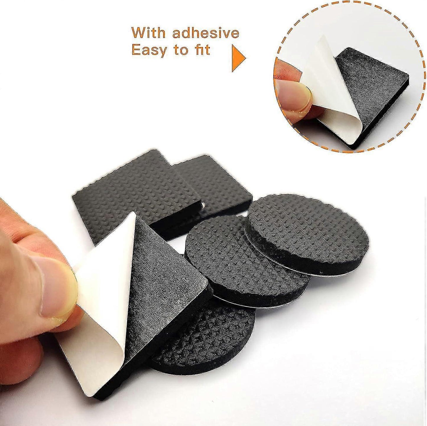 Non-Slip Rubber Pads 60 Pieces Self-Adhesive Furniture Protectors for Wooden Floors Tables Chairs Bed Legs