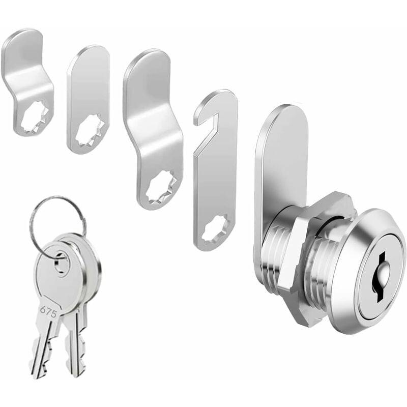 Security Mailbox Lock 16mm Cylinder Cabinet Cupboard Toolbox File Cabinet Compatible with 5 Lock Plates 2 Keys.
