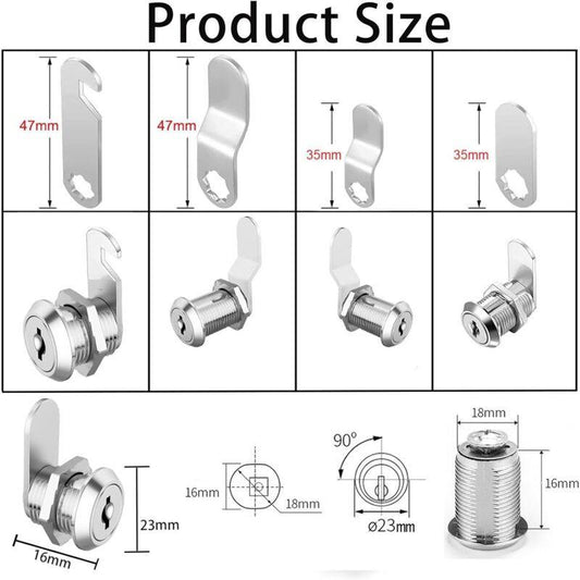 Security Mailbox Lock 16mm Cylinder Cabinet Cupboard Toolbox File Cabinet Compatible with 5 Lock Plates 2 Keys.