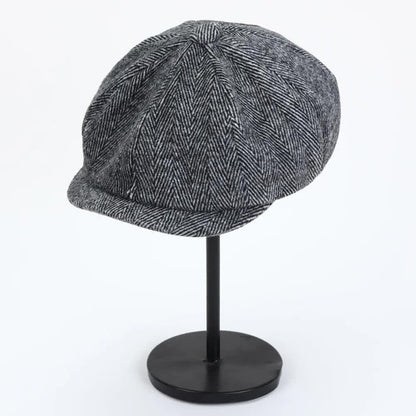2023 Retro Newsboy Caps Men Octagonal Hats Peaky Blinders Newsbo Black