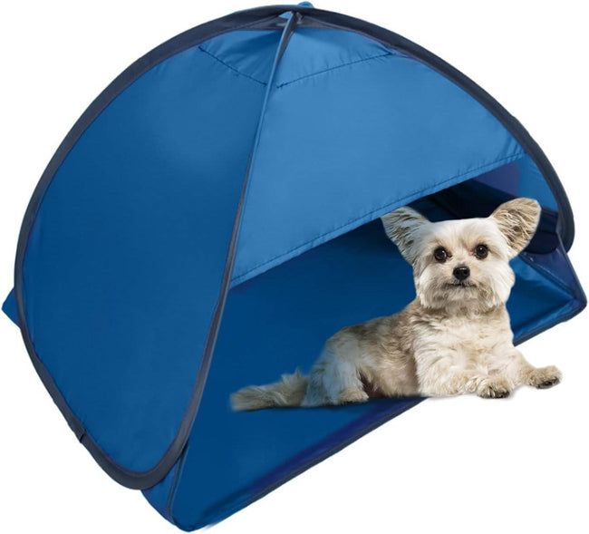 Pop-up Beach Shelter - Portable Beach Tent Anti-UV, Windproof, Picnic Tent for Small Dogs, Cats and Other Small Pets, Blue. Hover Image