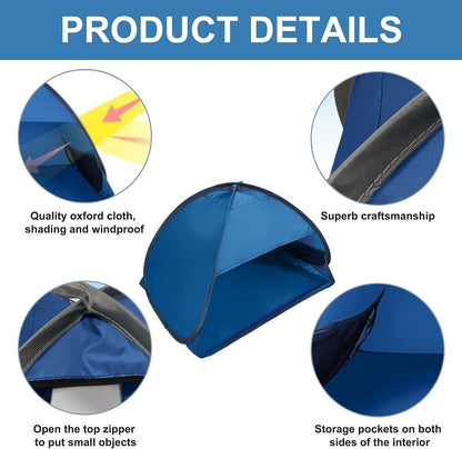 Pop-up Beach Shelter - Portable Beach Tent Anti-UV, Windproof, Picnic Tent for Small Dogs, Cats and Other Small Pets, Blue.
