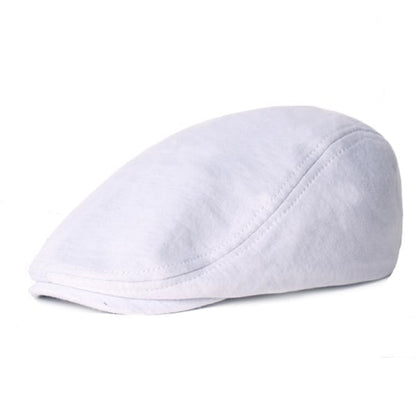 Unisex Cotton Beret - Soft Casual Solid Color Cap for Men and Women with Compatible with Apple Compatibility, White, One Size