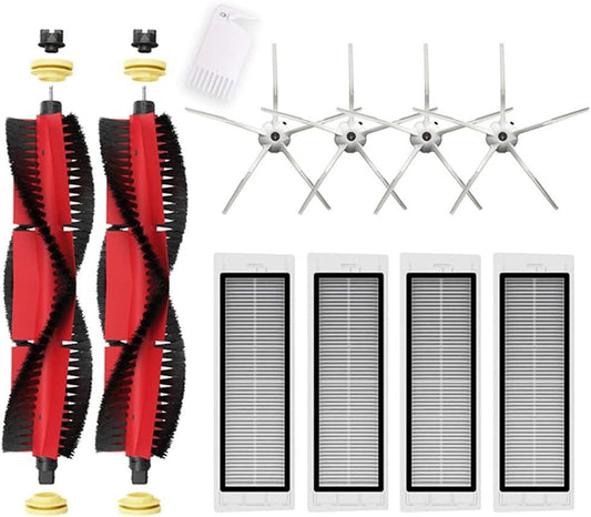Xiaomi Roborock Vacuum Cleaner Spare Parts Compatible with S5 MAX S6 Pure S6 Max V S50 Includes 2 Roller Brushes 4 Side Brushes 4 HEPA Filter White.