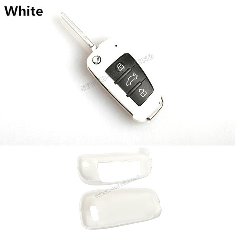 Black ABS Carbon Fiber Car Key Cover Case for Audi A6l A1 Q3 Q7 TT R8 A3 S3 S3 ABS Black.