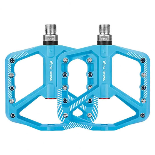 1 pair of wide pedals with non-slip surface and repair function, blue.