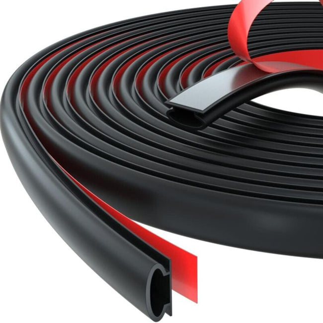 D-Profile Self-Adhesive Rubber Weather Strip Door Window Seal 6M Black for Cooling and Sound Insulation Hover Image