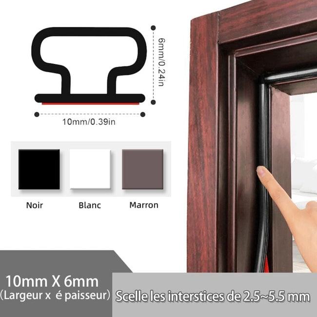 D-Profile Self-Adhesive Rubber Weather Strip Door Window Seal 6M Black for Cooling and Sound Insulation Main Image
