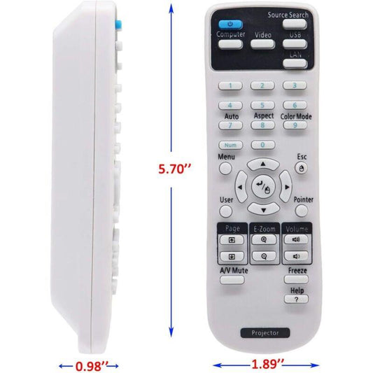Epson Projector Remote Control Compatible with EB S02 S02H S11 S110 S11H S12 W01 W02 W12 X02 X11 X11H X12 X14 X15 420 425W 430 435W 470 475W 480 485.