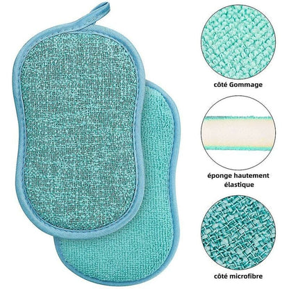 Microfiber Dish Sponges for Non-Stick Pots and Pans, Antibacterial, Reusable and Washable Scouring Pads, 4 Pack
