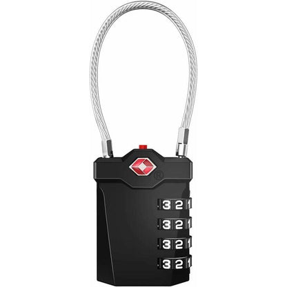 TSA Lock 4-Digit Combination Luggage Suitcase Alarm Anti-Theft Code with Opening Alarm Black 1 Piece.