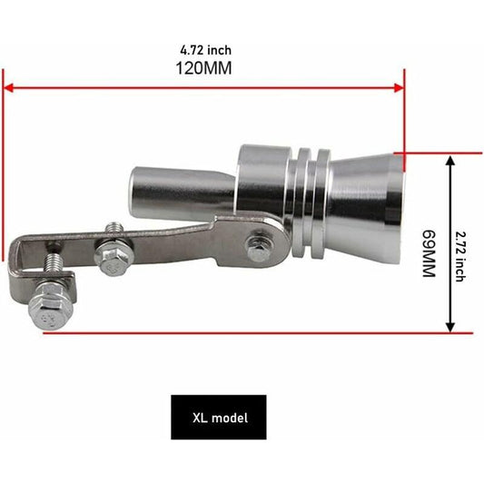 Turbo Whistle Simulator Aluminum Exhaust Whistle Universal Fit for 56mm to 85mm Pipes Exhaust Compatible with Universal Car.