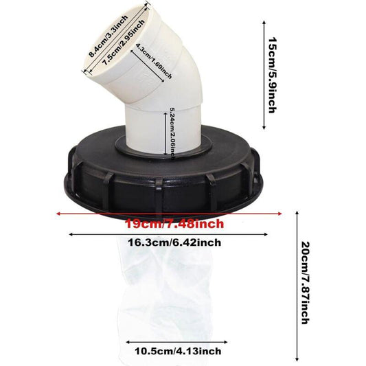 163mm Nylon Rainwater Filter with Lid, 45Â° Inlet, Washable, Compatible with IBC Water Tank DN 150.