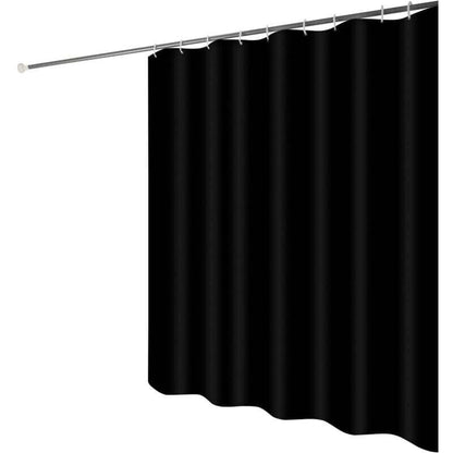 Waterproof Shower Curtain with Hooks - Anti-Mildew Washable Polyester Fabric - Black Bathroom Curtain 100x180cm