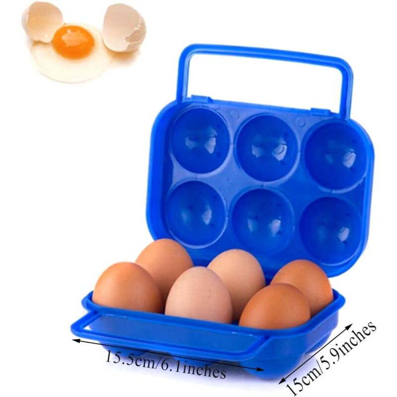 Portable Plastic Egg Carton Foldable 6 Compartments Large Capacity Egg Storage Box Holder Organizer for Refrigerator and Crisper