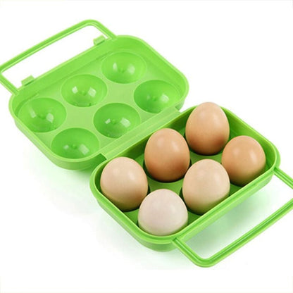Portable Plastic Egg Carton Foldable 6 Compartments Large Capacity Egg Storage Box Holder Organizer for Refrigerator and Crisper
