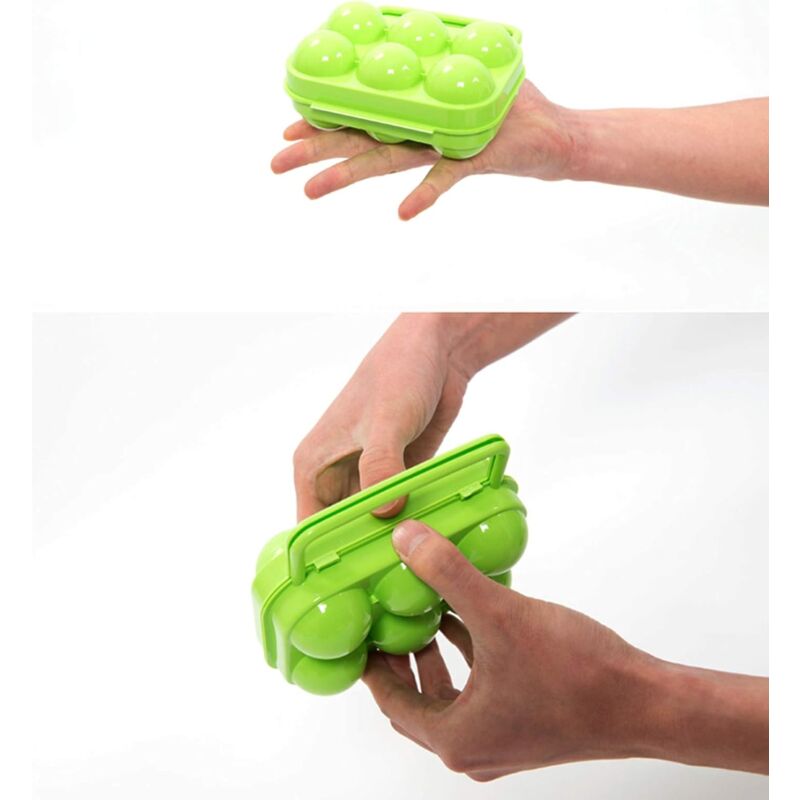 Portable Plastic Egg Carton Foldable 6 Compartments Large Capacity Egg Storage Box Holder Organizer for Refrigerator and Crisper