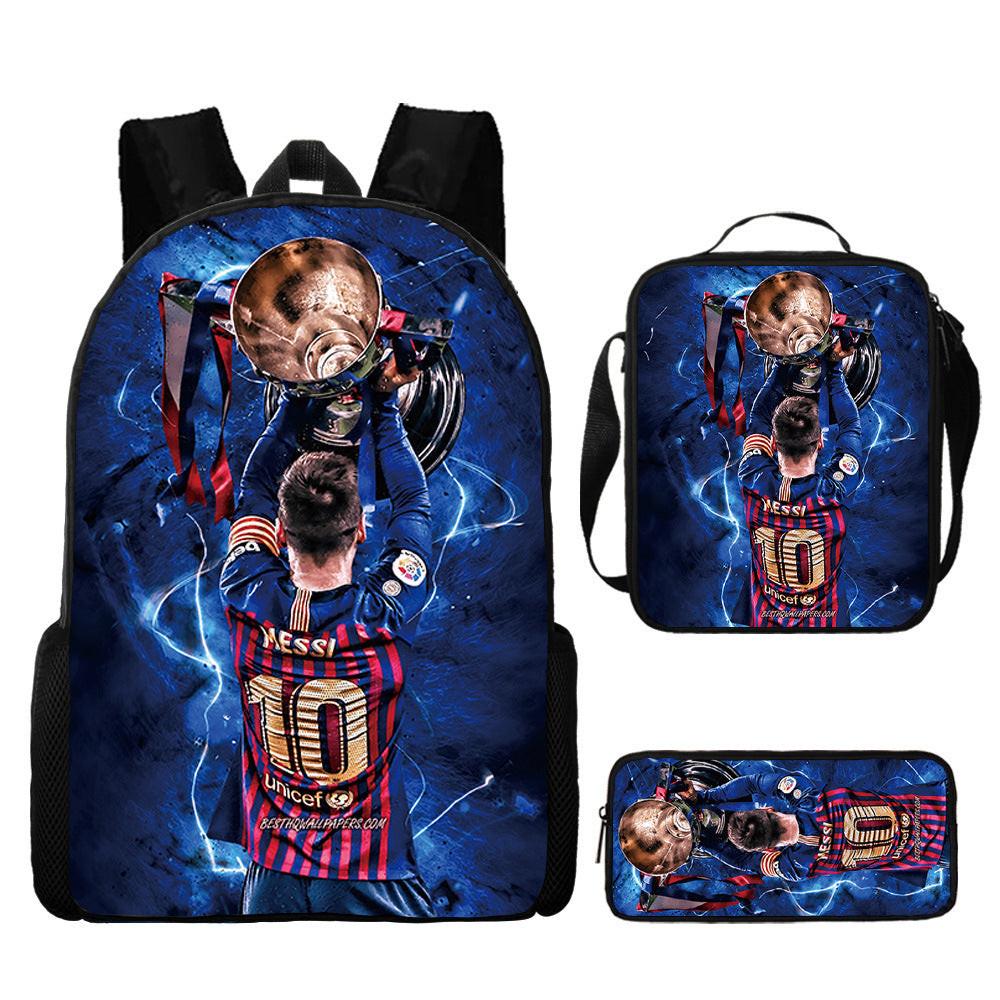 3-piece Lionel Messi football backpack school bag set.