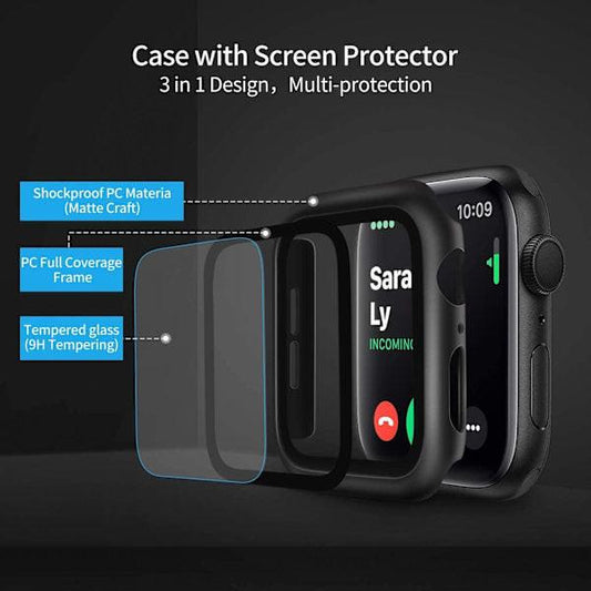 Compatible with Apple Watch Series 7/8/9 45mm 2-Pack Black Screen Protector.
