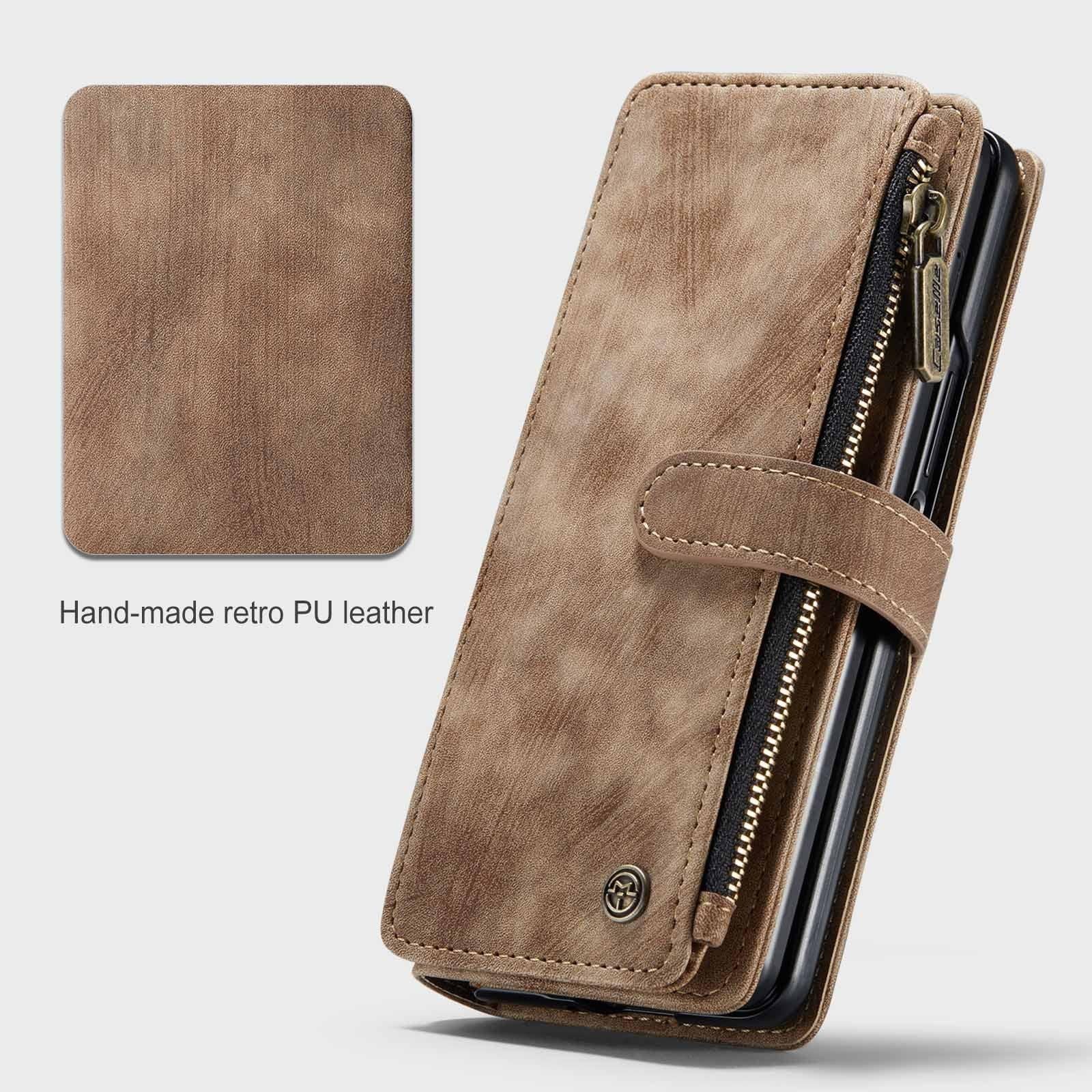 Compatible with Samsung Galaxy Z Fold 3 Case, Samsung, Retro Wallet Design, Card Slots, Magnetic Stand \u0026 Strap.