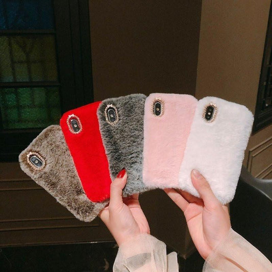 Compatible with Apple iPhone 7 8 SE Case Fluffy Fur Pink Mobile Cover Protective Case.
