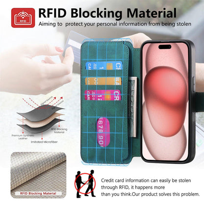 New Magnetic Two-in-one Separation Structure Mobile Phone Case - Card Holder RFID Anti-theft Brush - Suitable for iPhone Mobile Phone Case Gr Green iPhone 15.