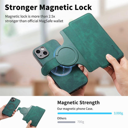 New Magnetic Two-in-one Separation Structure Mobile Phone Case - Card Holder RFID Anti-theft Brush - Suitable for iPhone Mobile Phone Case Gr Green iPhone 15.