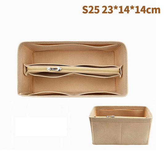 Bag Organizer Felt Fabric Insert 25 30 35 Makeup Handbag Khaki StyleC A.