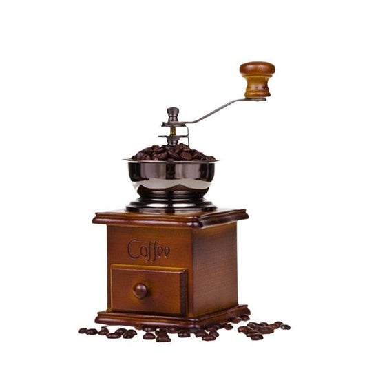 Retro Wooden Coffee Grinder Hand-Cranked Ceramic Burr Compatible with Braun Oral-B Philips.