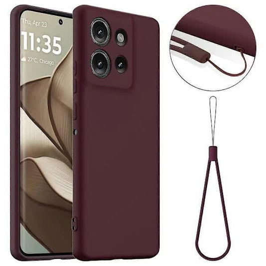 Motorola Edge 50 5G Case MagSafe Compatible Liquid Silicone Case with Lanyard Black Multicolor Burgundy.