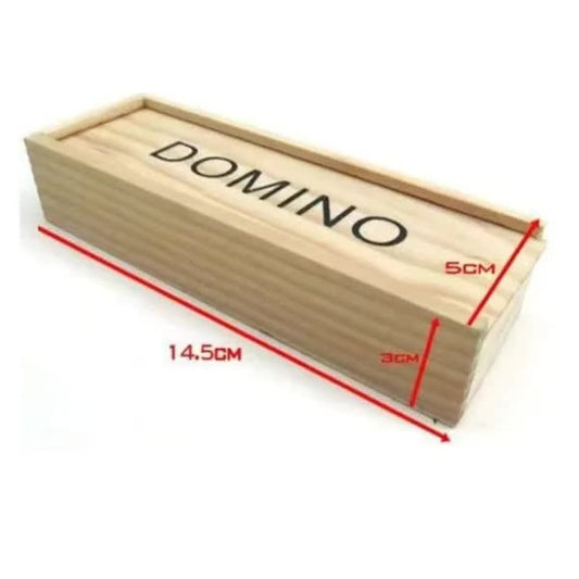 Wooden Domino Game 28 Pieces with Sliding Lid Case - Educational Aid for Children and Adults, Black Color.