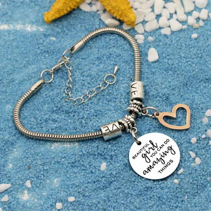 Girls Inspirational Charm Bracelet Gift for Women and Girls Pendant Bracelet You Can Do Amazing Things