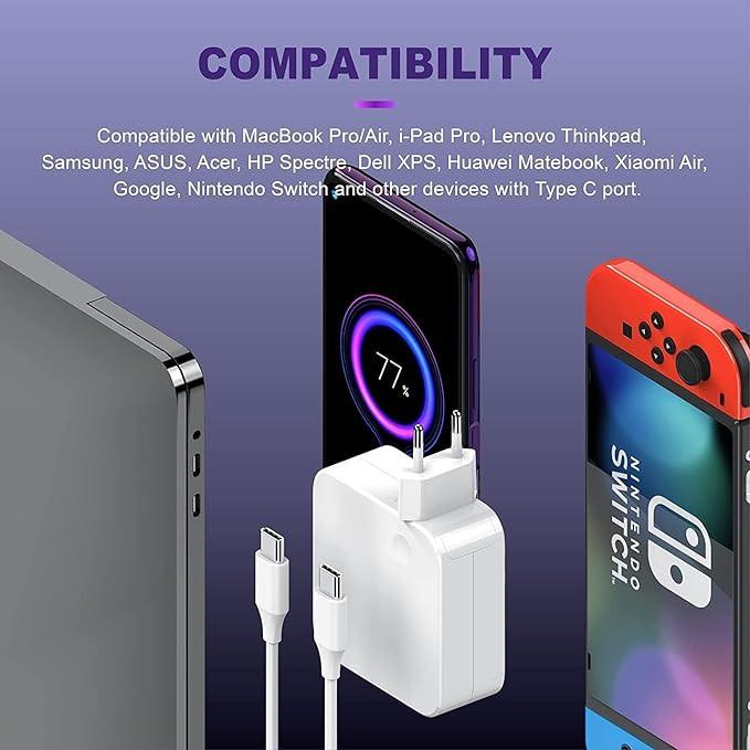100W USB C Charger Compatible with MacBook Pro 13 14 15 inch 2024.