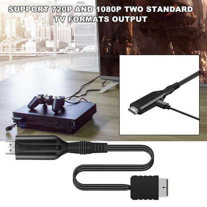 PS2 to HDMI Adapter Cable with RCA AV HD Output Compatible with Playstation 2.