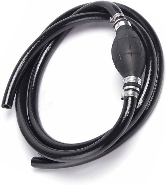 Fuel Line Hose for Outboard, Nylon Braid 5/16 Inch Fuel Line Hose with Hand Pump Bulb, 6 FT Long Boat RVs Tractor Fuel Line Assembly.