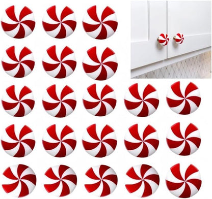 JOASIS 20 Pack Christmas Silicone red White Candy Cabinet knob Covers for a Variety of Kitchen, Living Room, and Bedroom Cabinet knobs