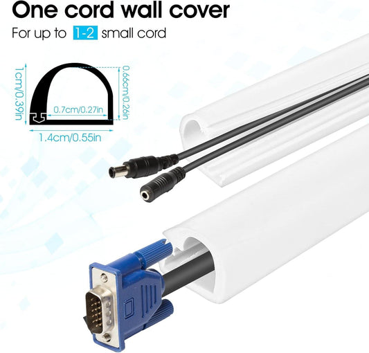 Wall Cord Hider 39 Inch, Self-Adhesive Cord Cover for Wall, Wire Hider, Cable Raceway Cover Kit for TV, Home and Office.