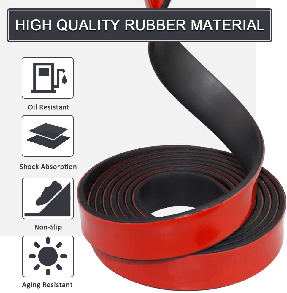 Adhesive Rubber Strips with Adhesive Backing Self Stick Neoprene Solid Rubber Sheets Rolls Strips for Gaskets Pads Seals Crafts Protection (1" Wide x 1/8" Thick x 10' Long)