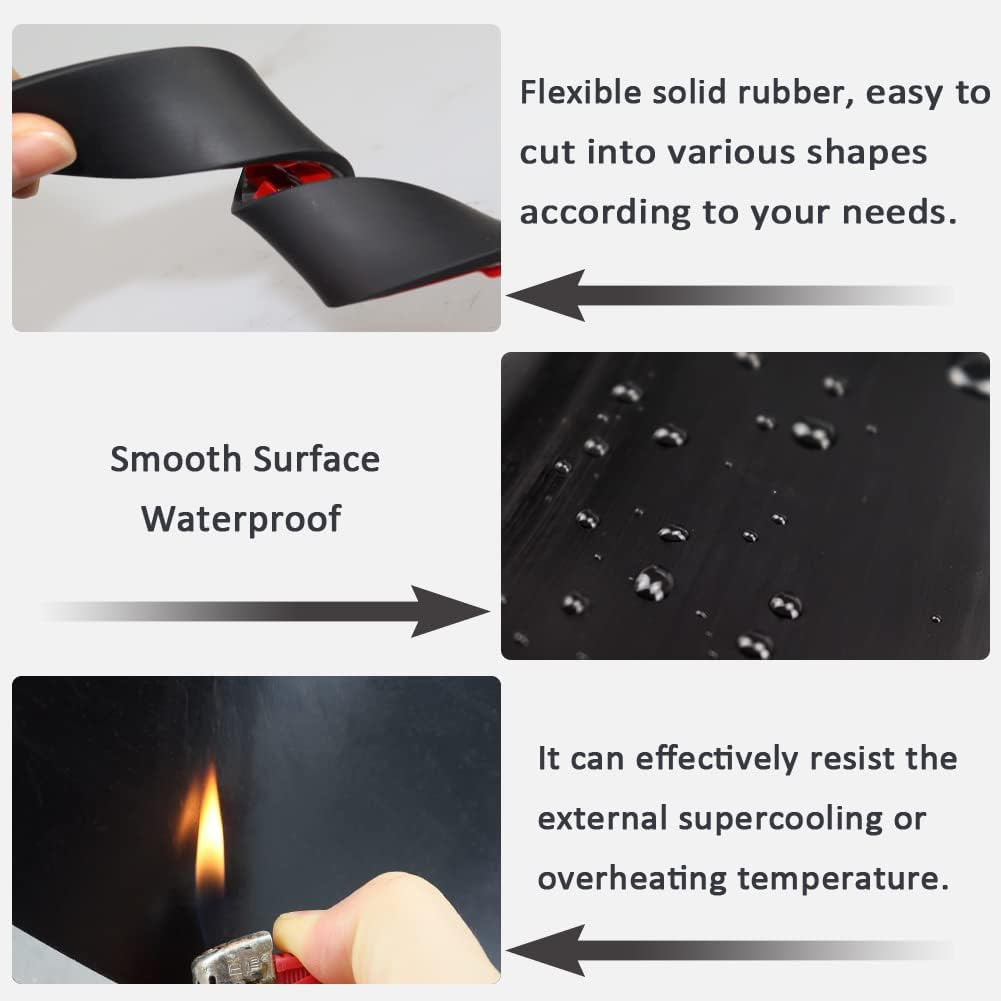 Adhesive Rubber Strips with Adhesive Backing Self Stick Neoprene Solid Rubber Sheets Rolls Strips for Gaskets Pads Seals Crafts Protection (1" Wide x 1/8" Thick x 10' Long)