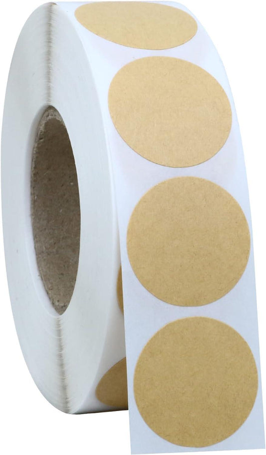 1000PCS Kraft Circle Stickers, 1 Inch Round Blank Garage Sale Price Stickers, Kraft Coding Tag Labels, Brown Natural Envelope Seals for Home, Classroom, Jam, Canning Jar Labels.
